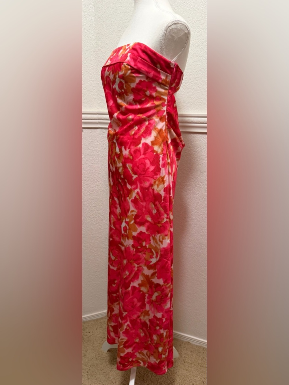 Floral Strapless Satin Maxi Dress – Wedding Guest Ready ✨ - Picture 5 of 6